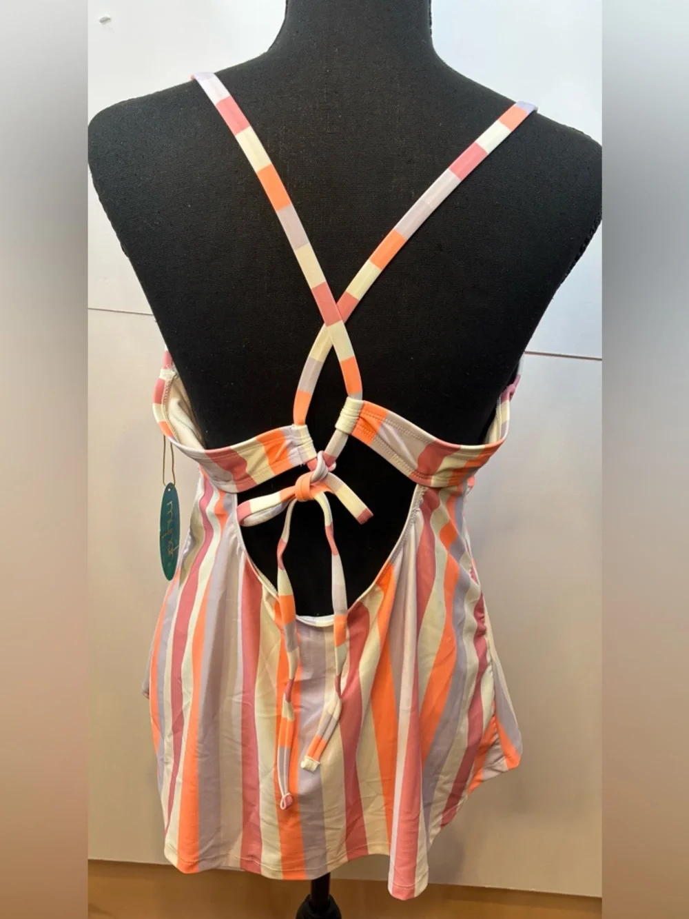 Arizona Jeans Co Mynah Striped Tankini Top NWT Size XXL Push-Up Swim Top